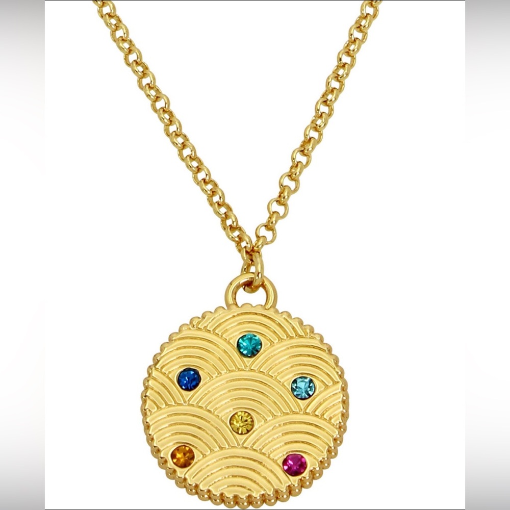 Kurt Geiger Gold Necklace with Multicolor Gemstones